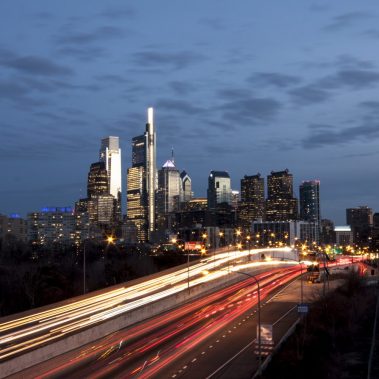 Photo of the Philadelphia Skyline with Light Motion Blur from i76