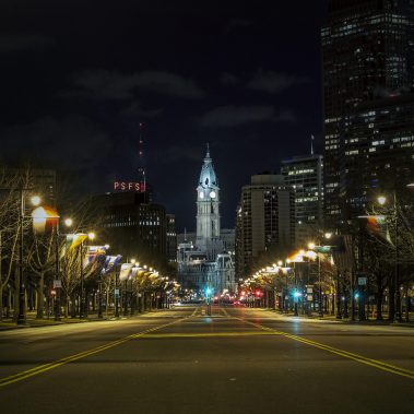 Image of Philadelphia City Hall taken form Ben Franklin Parkway