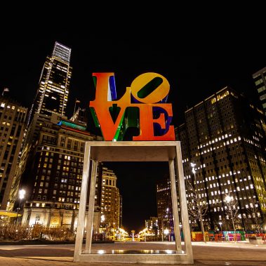 Philadelphia LOVE Park Sign with Philadelphia Art Museum in Background